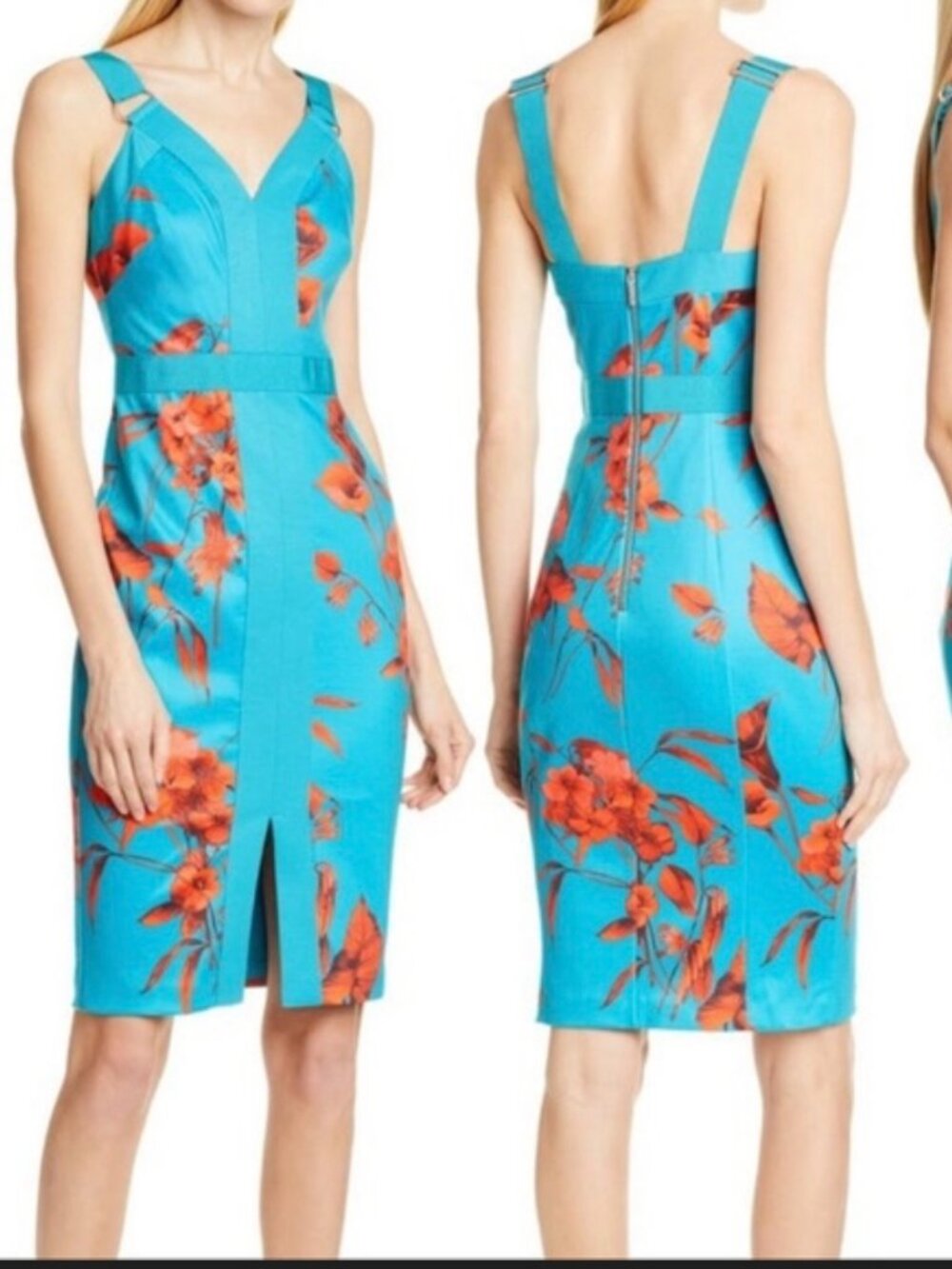 Ted Baker Jordja Fantasia Panel Bodyon Midi Dress Medium
